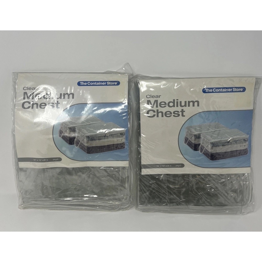 Lot Of 2 The Container Store Clear Medium Chest Storage Bags 16x12x8 NOS Sealed